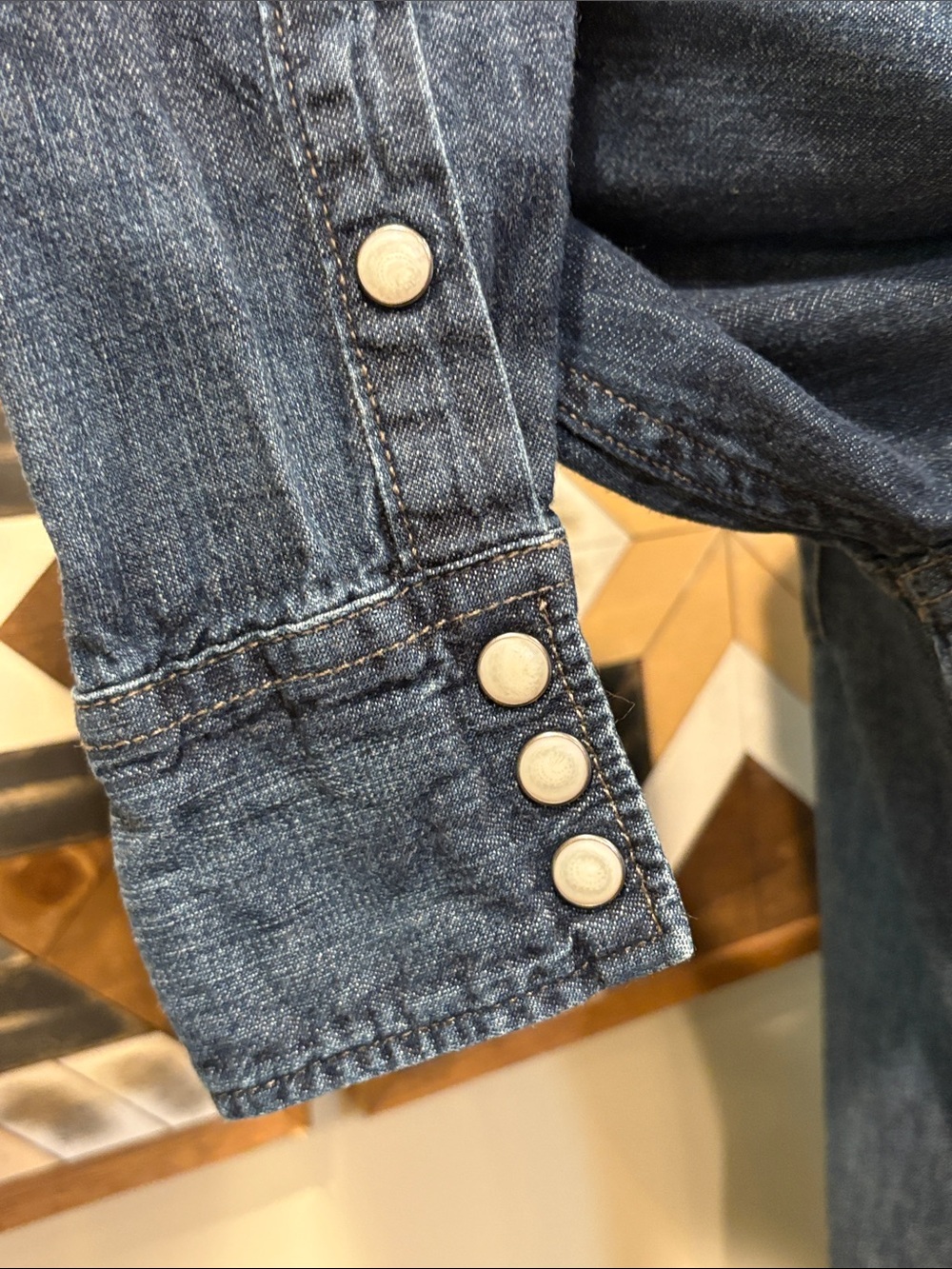 Vintage Ralph Lauren Sport Indigo Denim Pearl Snap Western Top size 4 - Picture 8 of 11